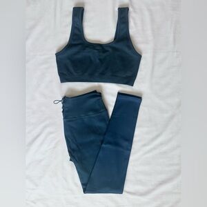 Dark Blue Sports Bra and Leggings Set
